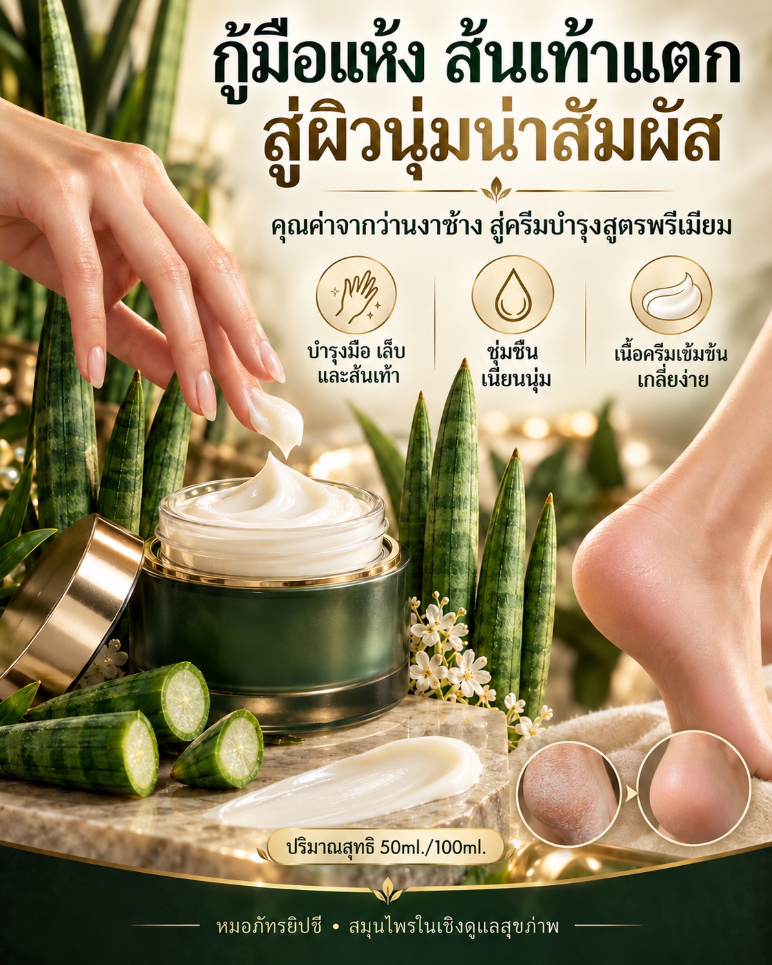 ครีมบำรุงมือและเท้าสารสกัดจากว่านงาช้าง